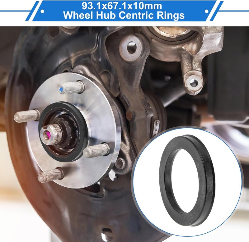 VekAuto 93.1mm to 67.1mm Car Wheel Hub Centric Rings Black Polycarbonate Wheels Center Shaft Shock Absorbing Hubrings 4 Pcs - Image 2